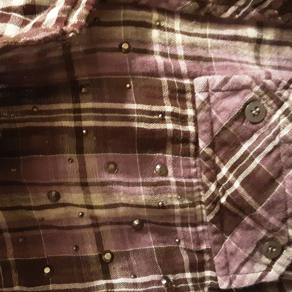 Fashion Bug Embellished Purple Plaid Cotton Flannel Woman's Large - Picture 4 of 7